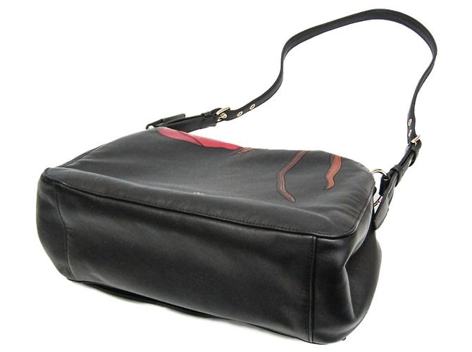 Borsa a tracolla in pelle Bloomy Valentino Garavani Marrone Nero Rosso - vista 3