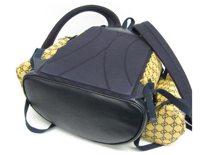 Zaino Gucci GG Canvas Heart Patch Giallo Blu navy - vista 4