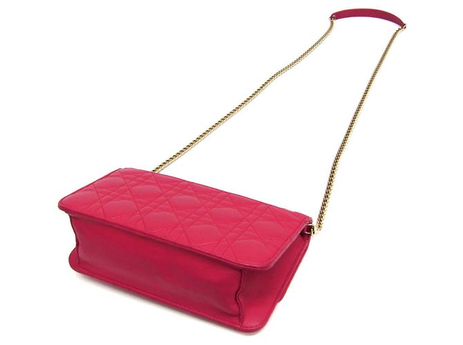 Christian Dior Cannage/Lady Dior Lambskin Chain/Shoulder Wallet Rosa - vista 3