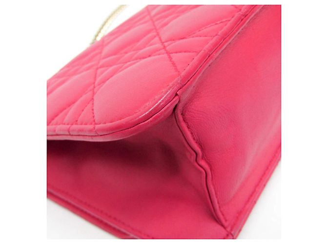 Christian Dior Cannage/Lady Dior Lambskin Chain/Shoulder Wallet Rosa - vista 5