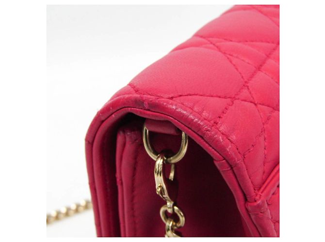 Christian Dior Cannage/Lady Dior Lambskin Chain/Shoulder Wallet Rosa - vista 6