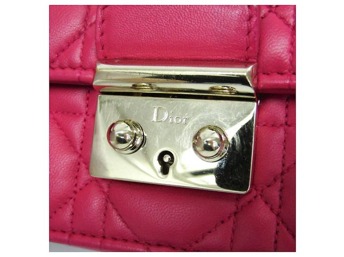Christian Dior Cannage/Lady Dior Lambskin Chain/Shoulder Wallet Rosa - vista 8