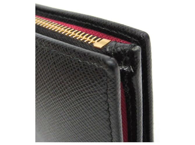 Cartera media de cuero Prada Saffiano Triangle 1ML009 para mujer Negro - vista 10