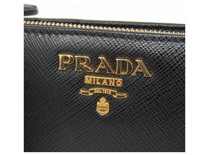 Cartera media de cuero Prada Saffiano Triangle 1ML009 para mujer Negro - vista 12