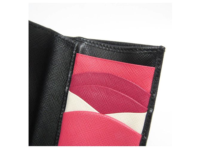 Cartera media de cuero Prada Saffiano Triangle 1ML009 para mujer Negro - vista 16