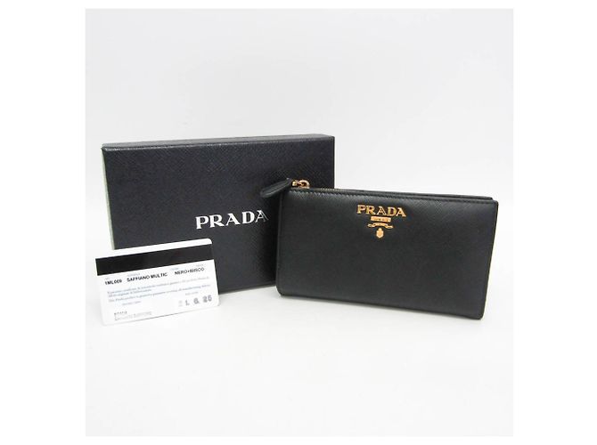 Cartera media de cuero Prada Saffiano Triangle 1ML009 para mujer Negro - vista 2