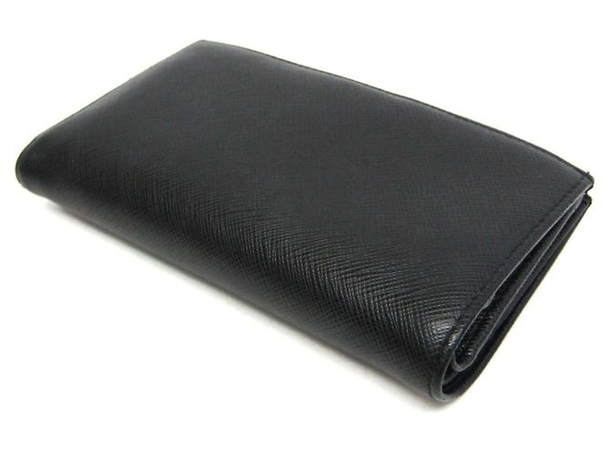 Cartera media de cuero Prada Saffiano Triangle 1ML009 para mujer Negro - vista 3