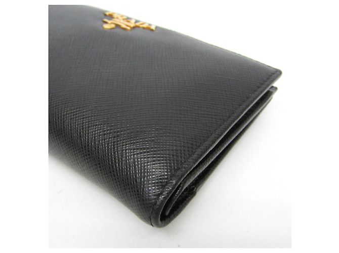Cartera media de cuero Prada Saffiano Triangle 1ML009 para mujer Negro - vista 7