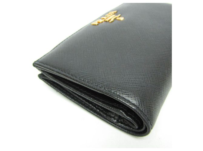 Cartera media de cuero Prada Saffiano Triangle 1ML009 para mujer Negro - vista 8