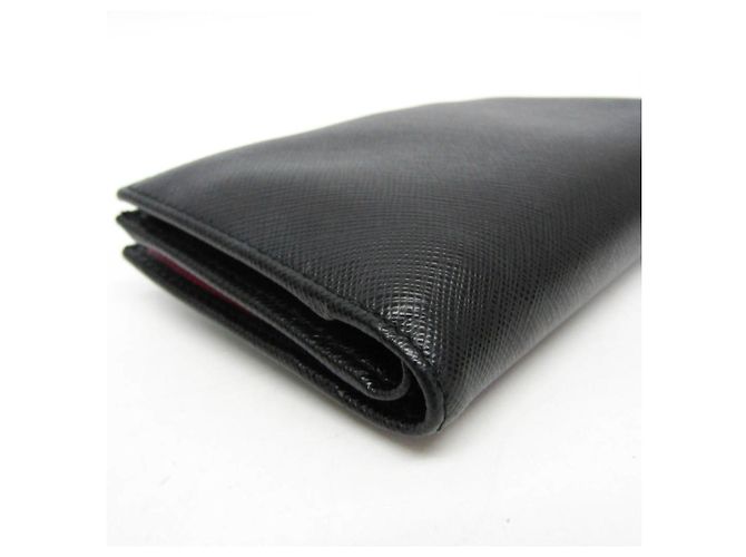 Cartera media de cuero Prada Saffiano Triangle 1ML009 para mujer Negro - vista 9