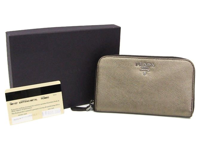 Prada Saffiano Metal Round Zip Wallet Golden - Ansicht 2