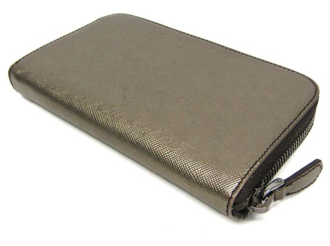 Prada Saffiano Metal Round Zip Wallet Golden - Ansicht 3