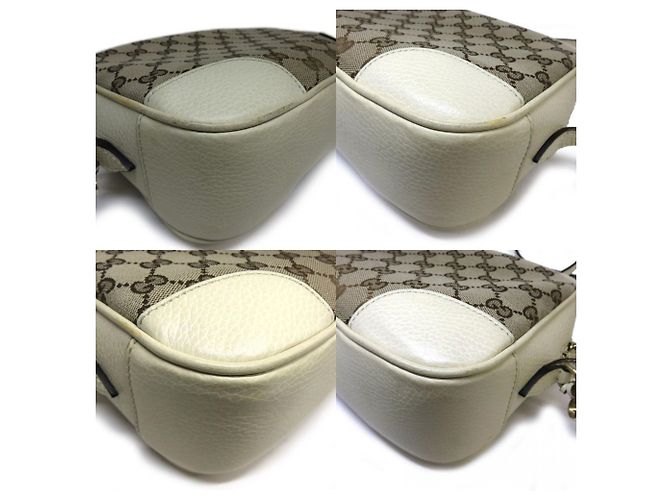 Borsa a Spalla Gucci GG Canvas Camera 449413 Beige Crudo - vista 8