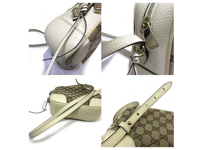 Borsa a Spalla Gucci GG Canvas Camera 449413 Beige Crudo - vista 9