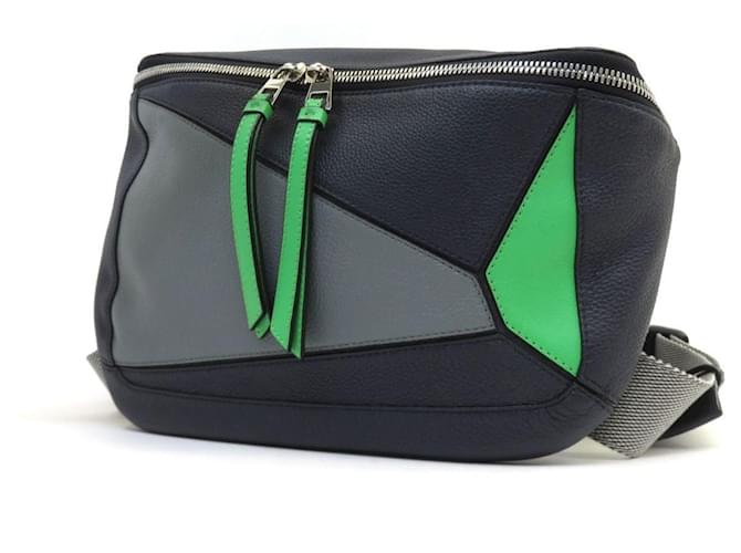 Borsa a tracolla Loewe Puzzle Marrone Blu navy Verde chiaro - vista 10