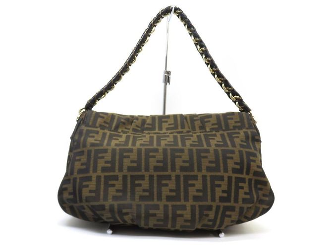 FENDI Mia Zucca Mamma Bucket Chain Shoulder Bag Marrone Marrone scuro - vista 2