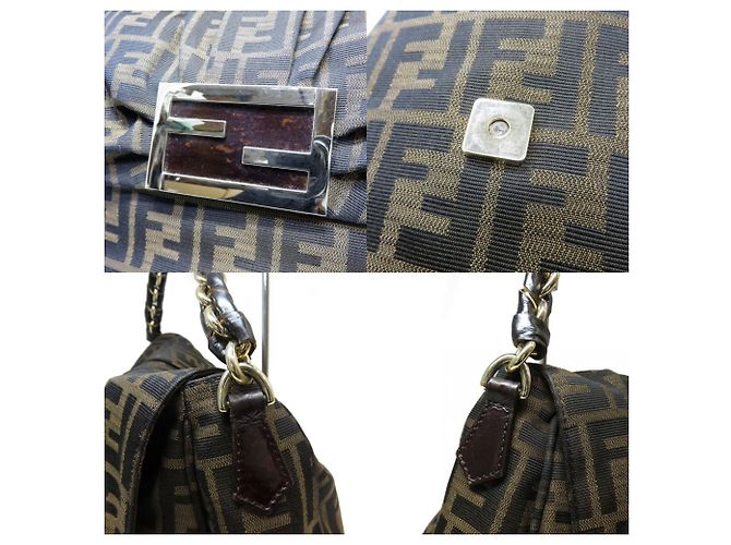 FENDI Mia Zucca Mamma Bucket Chain Shoulder Bag Marrone Marrone scuro - vista 7