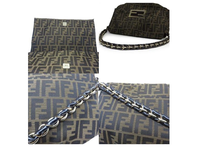 FENDI Mia Zucca Mamma Bucket Chain Shoulder Bag Marrone Marrone scuro - vista 8