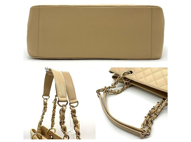 Tote Grand Chanel GST in pelle di vitello granulata beige - vista 4