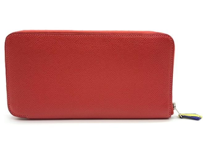 Hermès Cartera Hermes Azap Long en piel y seda roja - vista 2