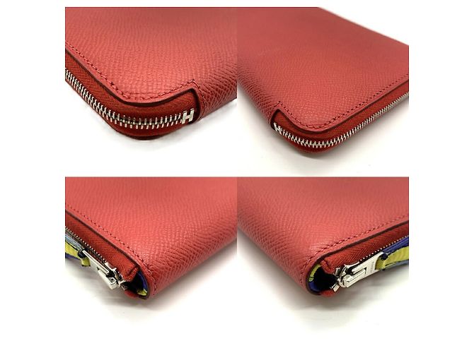 Hermès Cartera Hermes Azap Long en piel y seda roja - vista 3