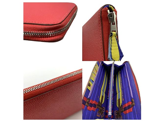 Hermès Cartera Hermes Azap Long en piel y seda roja - vista 4