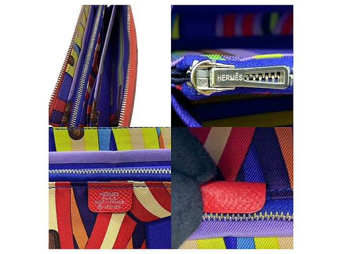 Hermès Cartera Hermes Azap Long en piel y seda roja - vista 5