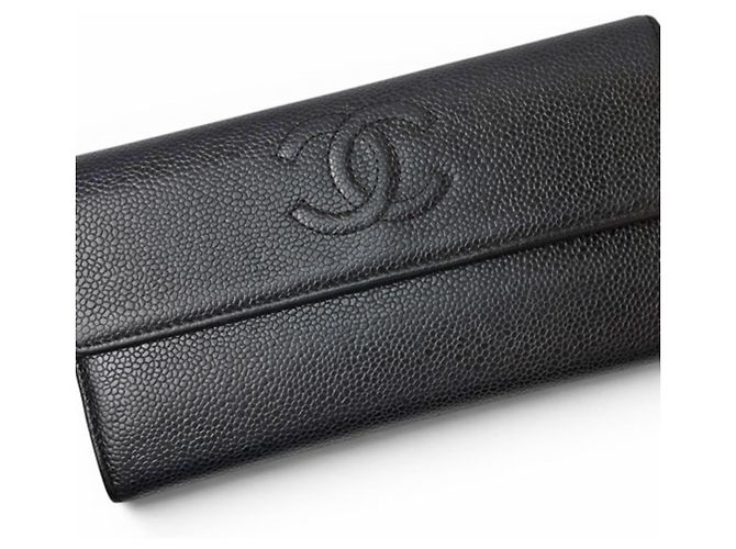 Cartera larga de piel caviar negro Chanel - vista 3