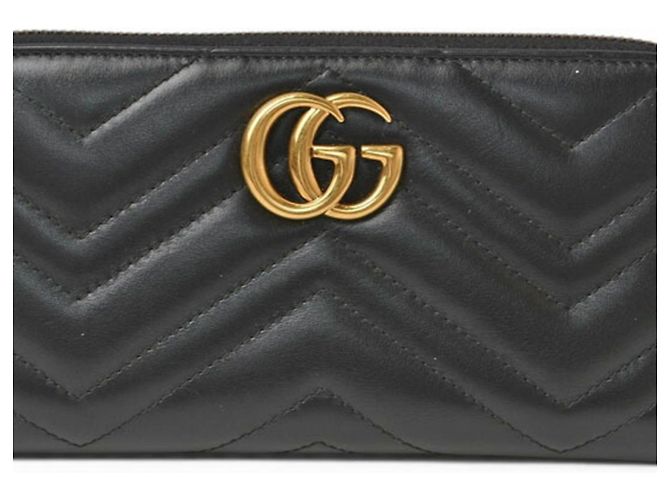 Marmont Gucci Long Wallet aus schwarzem Leder - Ansicht 2
