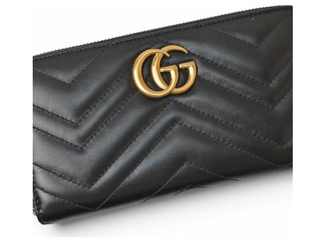 Marmont Gucci Long Wallet aus schwarzem Leder - Ansicht 3