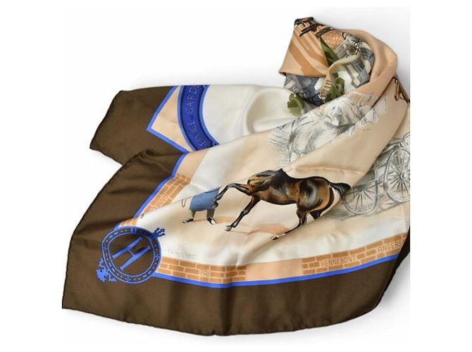 Sciarpa Carré 90 Hermès - Design Les Haras Nationaux Marrone Beige - vista 4