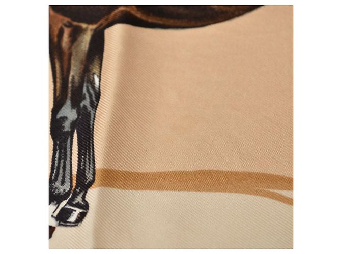 Sciarpa Carré 90 Hermès - Design Les Haras Nationaux Marrone Beige - vista 6
