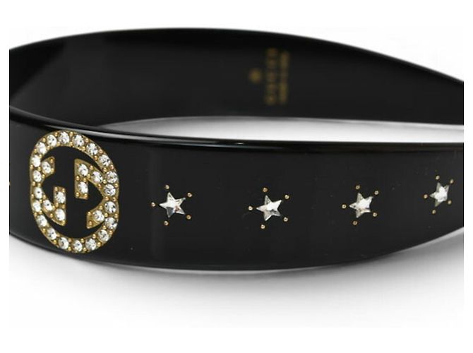 Cerchietto Alice in plastica nera Gucci Nero - vista 3