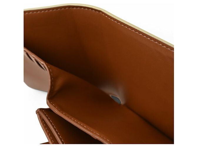 Triomphe Céline Portafoglio bi-fold Celine in avorio e marrone Crudo - vista 11