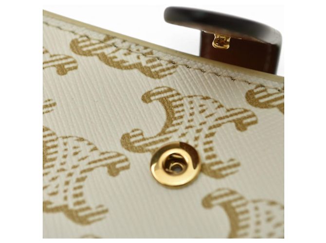 Triomphe Céline Portafoglio bi-fold Celine in avorio e marrone Crudo - vista 15