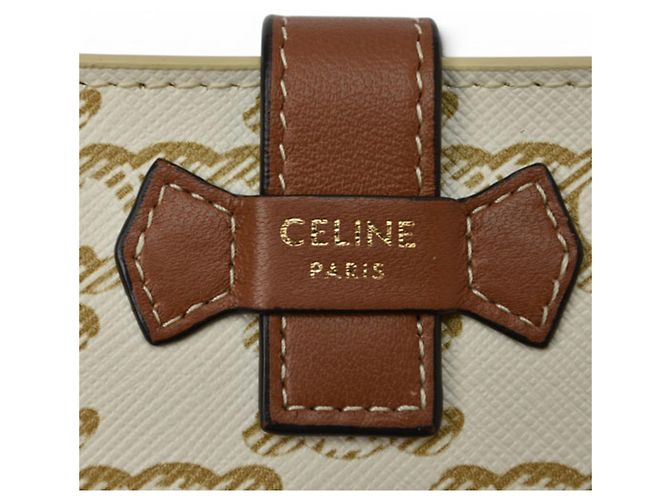 Triomphe Céline Portafoglio bi-fold Celine in avorio e marrone Crudo - vista 4
