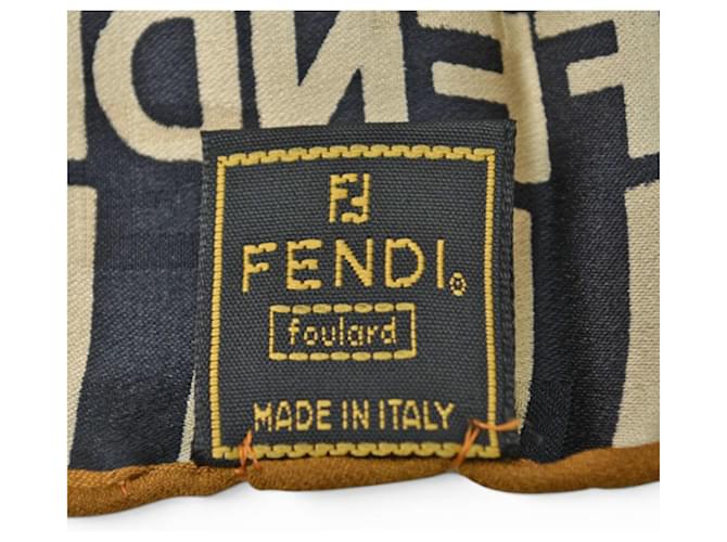 Zucca Sciarpa in seta Fendi beige e nera Nero - vista 4