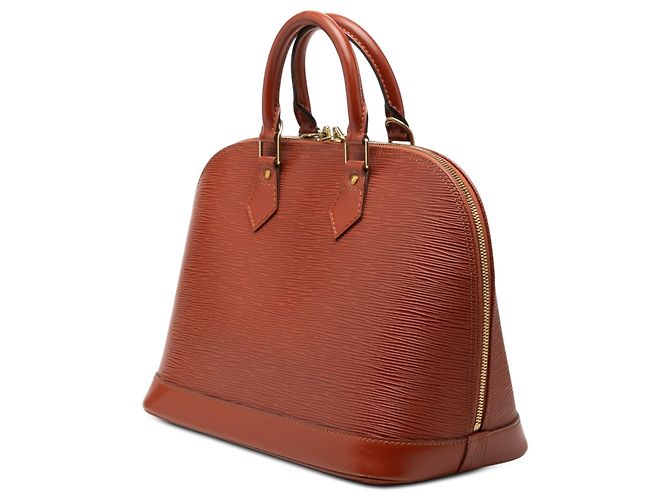 Louis Vuitton Alma PM in pelle Epi marrone - vista 2