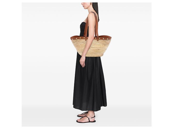 Céline Celine Beige Large Raffia Classic Studded Panier Tote - Ansicht 6