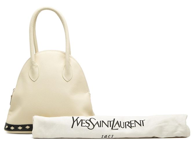 Bolsa de mão Dome em couro branco com corte de diamante Saint Laurent Cru - vista 7