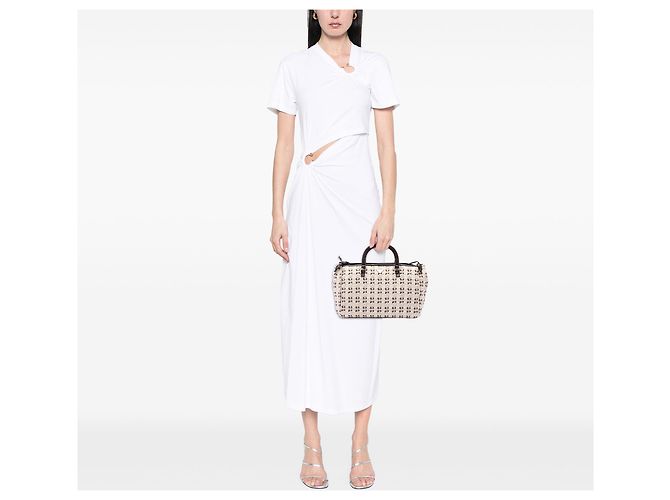 Bow Borsa Prada in tela marrone con fiocco e manico clochette Beige - vista 6