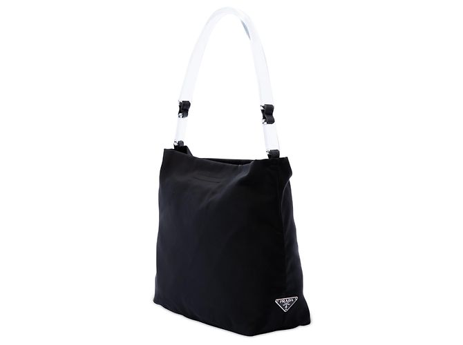 Borsa Prada Black Tessuto con manico in acrilico Nero - vista 2