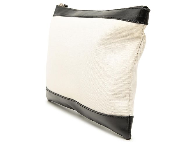 Clutch Balenciaga Brown Canvas Navy Clip M Marrone Beige - vista 2