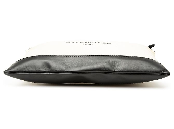 Clutch Balenciaga Brown Canvas Navy Clip M Marrone Beige - vista 3