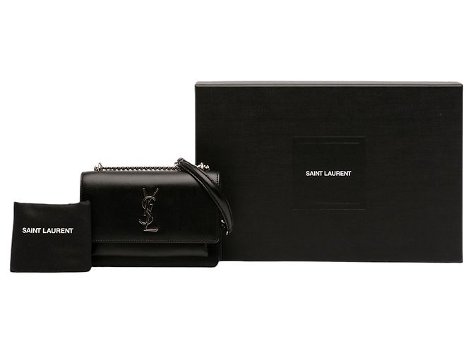 Portafoglio con catena Saint Laurent Black Mini Leather Monogram Sunset Nero - vista 7