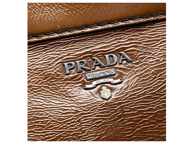 Borsa con struttura Prada Brown Sfumato Vernice Naplak Marrone - vista 5
