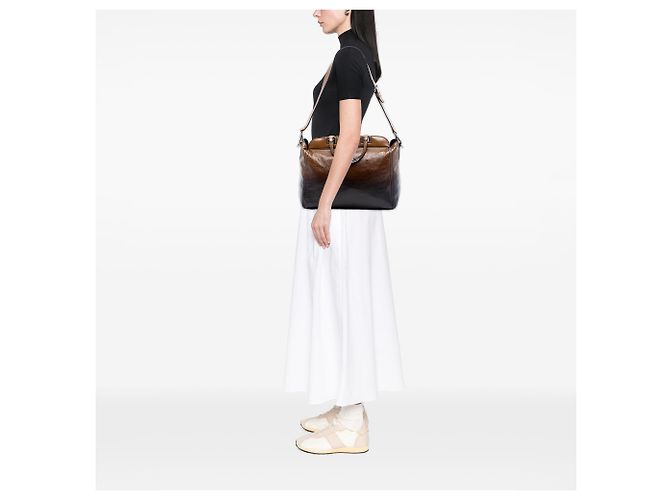 Borsa con struttura Prada Brown Sfumato Vernice Naplak Marrone - vista 6