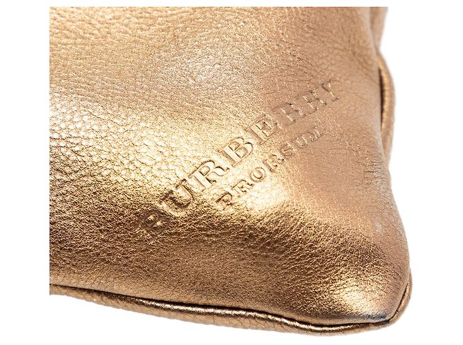 Burberry Metallic Gold Grained Calfskin Drawstring Sling Bag - Ansicht 5