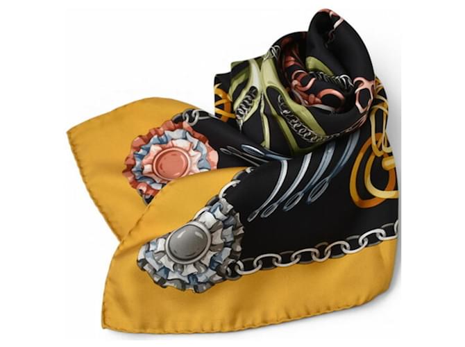 Sciarpa Gucci in seta gialla e nera Horsebit Giallo - vista 3