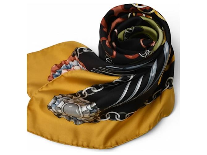 Sciarpa Gucci in seta gialla e nera Horsebit Giallo - vista 4